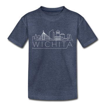 Wichita, Kansas Toddler T-Shirt - Skyline Wichita Toddler Tee - heather blue