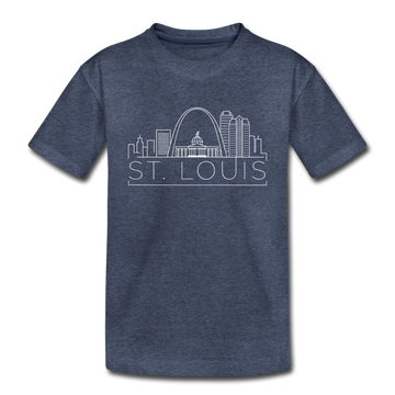 St. Louis, Missouri Toddler T-Shirt - Skyline St. Louis Toddler Tee - heather blue