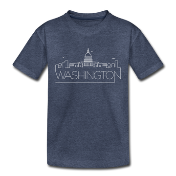Washington DC Toddler T-Shirt - Skyline Washington DC Toddler Tee - heather blue