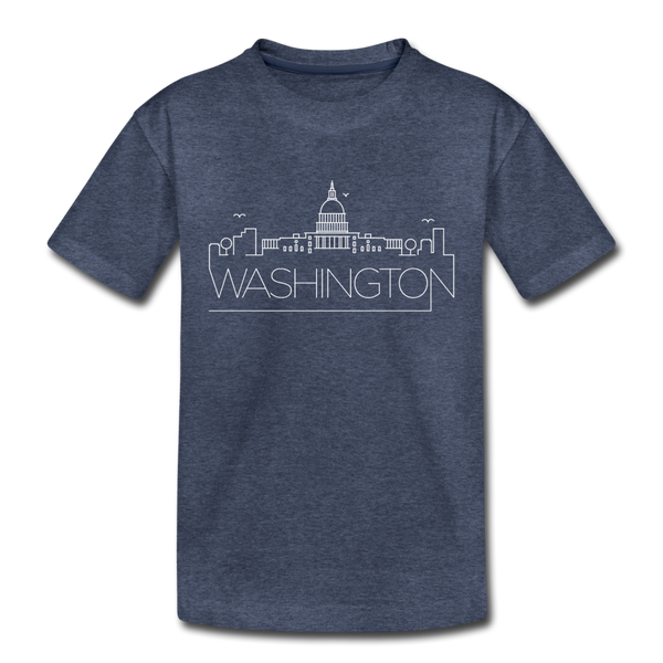 Washington DC Toddler T-Shirt - Skyline Washington DC Toddler Tee - heather blue