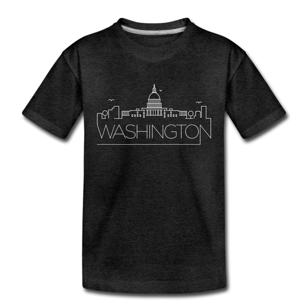 Washington DC Toddler T-Shirt - Skyline Washington DC Toddler Tee - charcoal gray