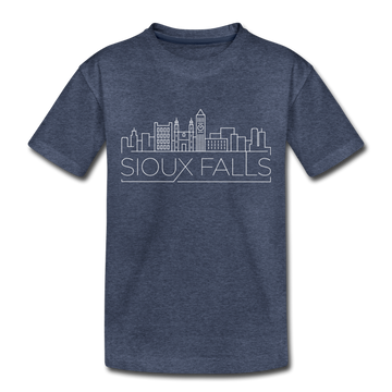 Sioux Falls, South Dakota Toddler T-Shirt - Skyline Sioux Falls Toddler Tee - heather blue