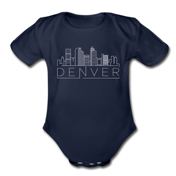 Denver, Colorado Baby Bodysuit - Organic Skyline Denver Baby Bodysuit - dark navy