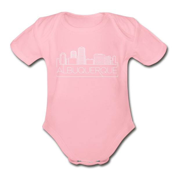 Albuquerque, New Mexico Baby Bodysuit - Organic Skyline Albuquerque Baby Bodysuit - light pink