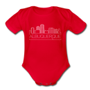 Albuquerque, New Mexico Baby Bodysuit - Organic Skyline Albuquerque Baby Bodysuit - red