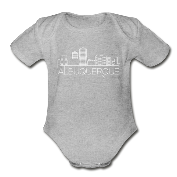 Albuquerque, New Mexico Baby Bodysuit - Organic Skyline Albuquerque Baby Bodysuit - heather gray