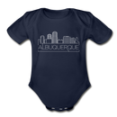 Albuquerque, New Mexico Baby Bodysuit - Organic Skyline Albuquerque Baby Bodysuit - dark navy
