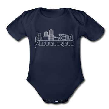 Albuquerque, New Mexico Baby Bodysuit - Organic Skyline Albuquerque Baby Bodysuit - dark navy