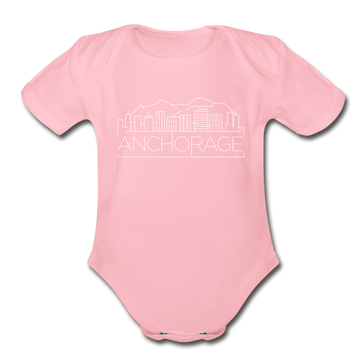 Anchorage, Alaska Baby Bodysuit - Organic Skyline Anchorage Baby Bodysuit - light pink
