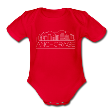 Anchorage, Alaska Baby Bodysuit - Organic Skyline Anchorage Baby Bodysuit - red