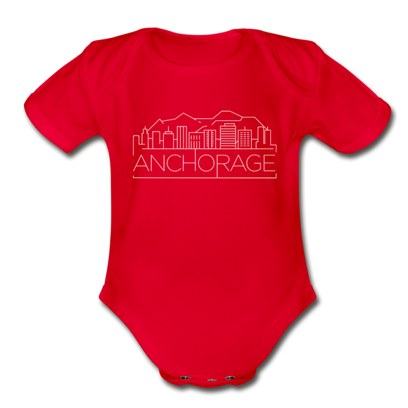 Anchorage, Alaska Baby Bodysuit - Organic Skyline Anchorage Baby Bodysuit - red