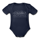 Anchorage, Alaska Baby Bodysuit - Organic Skyline Anchorage Baby Bodysuit - dark navy