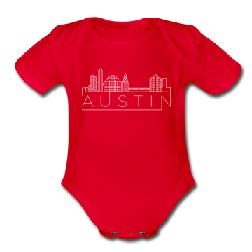 Austin, Texas Baby Bodysuit - Organic Skyline Austin Baby Bodysuit - red
