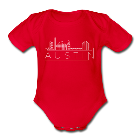 Austin, Texas Baby Bodysuit - Organic Skyline Austin Baby Bodysuit - red