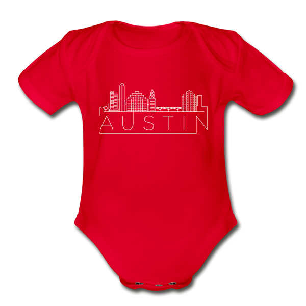 Austin, Texas Baby Bodysuit - Organic Skyline Austin Baby Bodysuit - red
