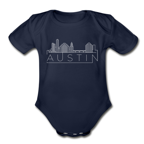 Austin, Texas Baby Bodysuit - Organic Skyline Austin Baby Bodysuit - dark navy