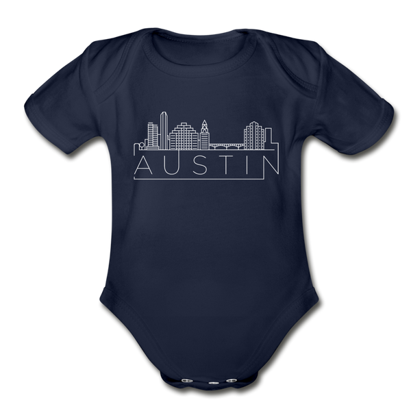 Austin, Texas Baby Bodysuit - Organic Skyline Austin Baby Bodysuit - dark navy