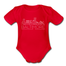 Baltimore, Maryland Baby Bodysuit - Organic Skyline Baltimore Baby  Bodysuit - red