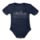 Baltimore, Maryland Baby Bodysuit - Organic Skyline Baltimore Baby  Bodysuit - dark navy