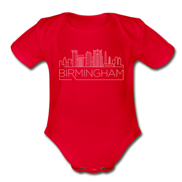 Birmingham, Alabama Baby Bodysuit - Organic Skyline Birmingham Baby Bodysuit - red