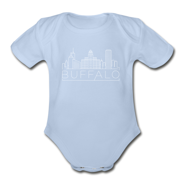 Buffalo, New York Baby Bodysuit - Organic Skyline Buffalo Baby Bodysuit - sky