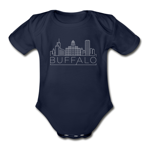 Buffalo, New York Baby Bodysuit - Organic Skyline Buffalo Baby Bodysuit - dark navy