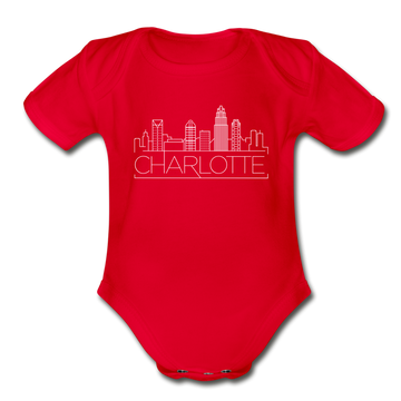 Charlotte, North Carolina Baby Bodysuit - Organic Skyline Charlotte Baby Bodysuit - red