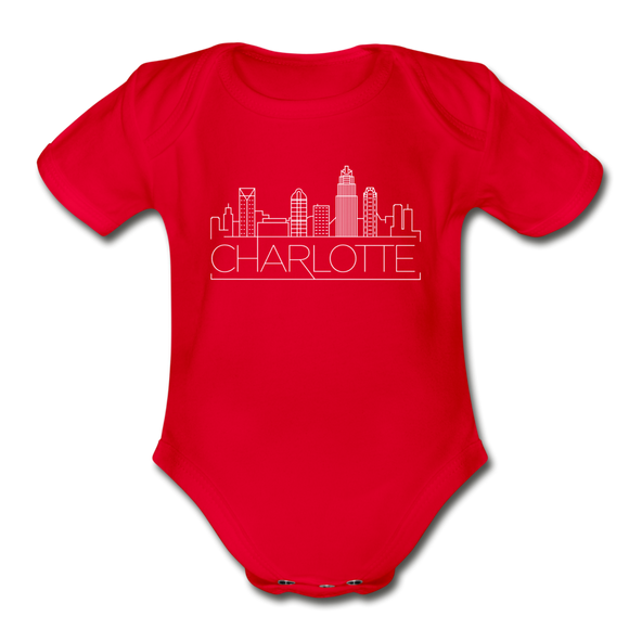 Charlotte, North Carolina Baby Bodysuit - Organic Skyline Charlotte Baby Bodysuit - red