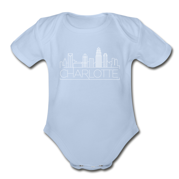 Charlotte, North Carolina Baby Bodysuit - Organic Skyline Charlotte Baby Bodysuit - sky