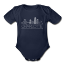 Charlotte, North Carolina Baby Bodysuit - Organic Skyline Charlotte Baby Bodysuit - dark navy