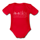 Charleston, South Carolina Baby Bodysuit - Organic Skyline Charleston Baby Bodysuit - red