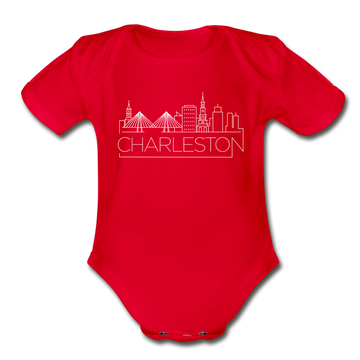 Charleston, South Carolina Baby Bodysuit - Organic Skyline Charleston Baby Bodysuit - red