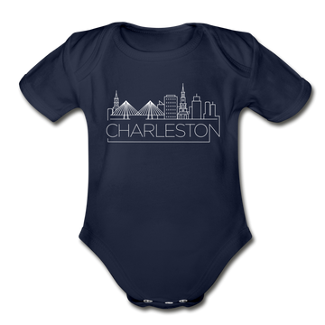 Charleston, South Carolina Baby Bodysuit - Organic Skyline Charleston Baby Bodysuit - dark navy