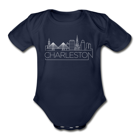 Charleston, South Carolina Baby Bodysuit - Organic Skyline Charleston Baby Bodysuit - dark navy