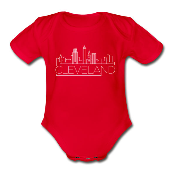 Cleveland, Ohio Baby Bodysuit - Organic Skyline Cleveland Baby Bodysuit - red