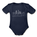 Cleveland, Ohio Baby Bodysuit - Organic Skyline Cleveland Baby Bodysuit - dark navy
