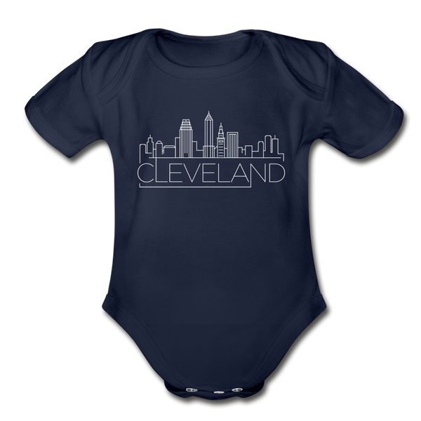 Cleveland, Ohio Baby Bodysuit - Organic Skyline Cleveland Baby Bodysuit - dark navy