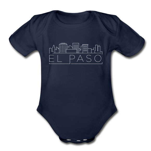 El Paso, Texas Baby Bodysuit - Organic Skyline El Paso Baby Bodysuit - dark navy