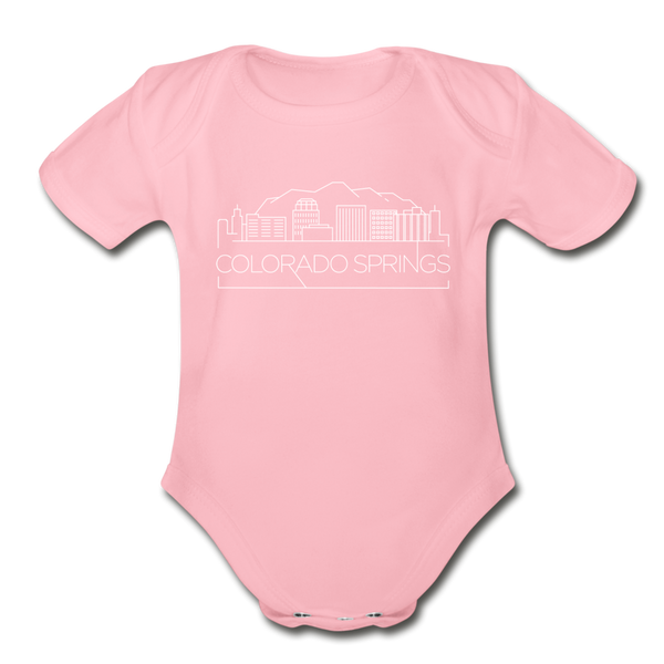 Colorado Springs, Colorado Baby Bodysuit - Organic Skyline Colorado Springs Baby Bodysuit - light pink