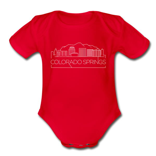Colorado Springs, Colorado Baby Bodysuit - Organic Skyline Colorado Springs Baby Bodysuit - red