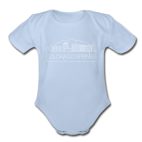 Colorado Springs, Colorado Baby Bodysuit - Organic Skyline Colorado Springs Baby Bodysuit - sky