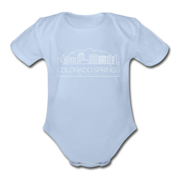 Colorado Springs, Colorado Baby Bodysuit - Organic Skyline Colorado Springs Baby Bodysuit - sky