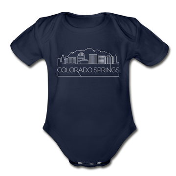 Colorado Springs, Colorado Baby Bodysuit - Organic Skyline Colorado Springs Baby Bodysuit - dark navy