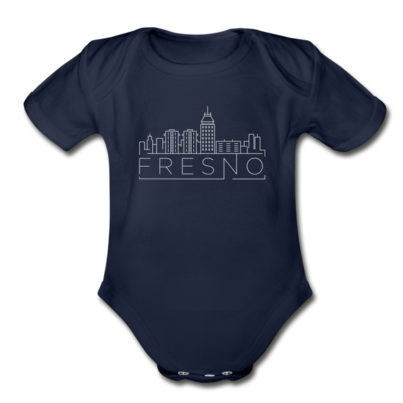 Fresno, California Baby Bodysuit - Organic Skyline Fresno Baby Bodysuit - dark navy