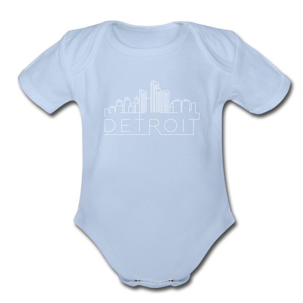 Detroit, Michigan Baby Bodysuit - Organic Skyline Detroit Baby Bodysuit - sky