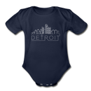 Detroit, Michigan Baby Bodysuit - Organic Skyline Detroit Baby Bodysuit - dark navy