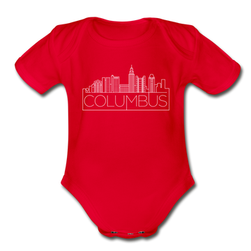 Columbus, Ohio Baby Bodysuit - Organic Skyline Columbus Baby Bodysuit - red