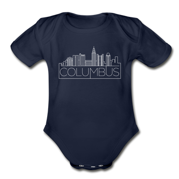 Columbus, Ohio Baby Bodysuit - Organic Skyline Columbus Baby Bodysuit - dark navy