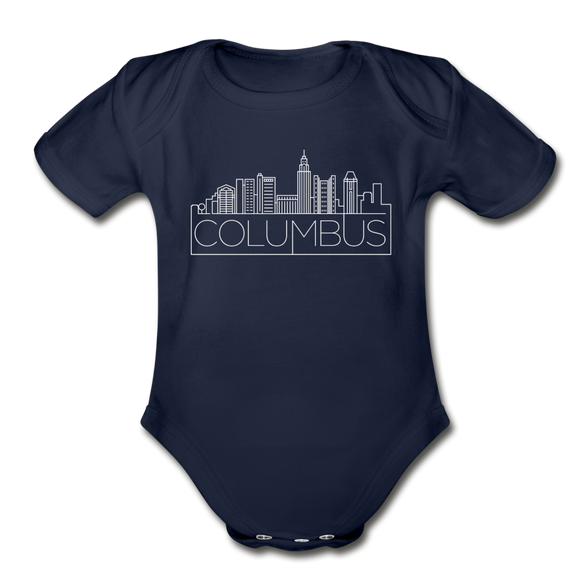 Columbus, Ohio Baby Bodysuit - Organic Skyline Columbus Baby Bodysuit - dark navy