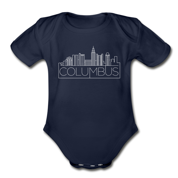 Columbus, Ohio Baby Bodysuit - Organic Skyline Columbus Baby Bodysuit - dark navy
